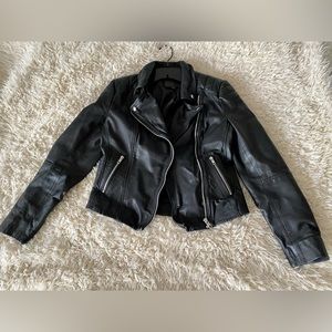 Black Leather Biker Jacket women’s US size 4